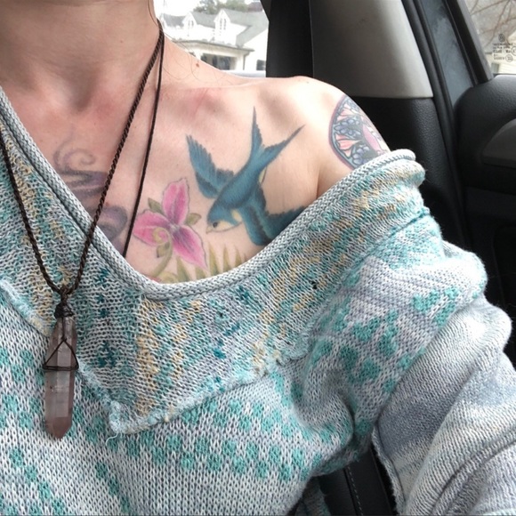 Free People Dream The Story Cloud Blue Tunic Hooded Pull Over Fringe Boho - Picture 1 of 5